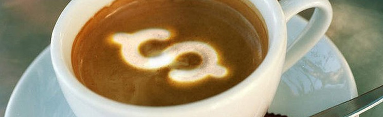Dr Harry’s Hair Raising Profits Over Coffee coffee with a dollar sign floating in it
